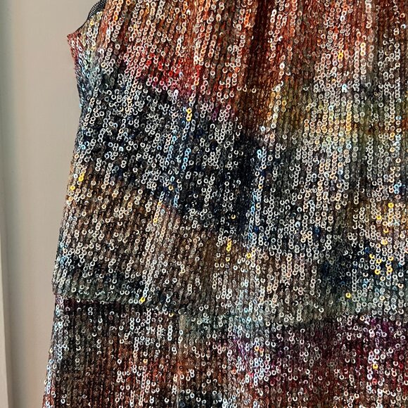 Aidan Mattox Rainbow Sequin Halter Dress - Picture 4 of 5